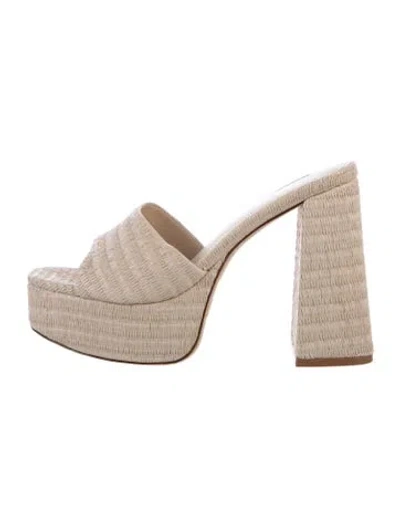 Pre-owned Larroude Raffia Slides In Neutrals