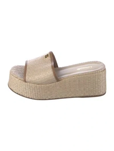 Pre-owned Larroude Raffia Slides In Neutrals