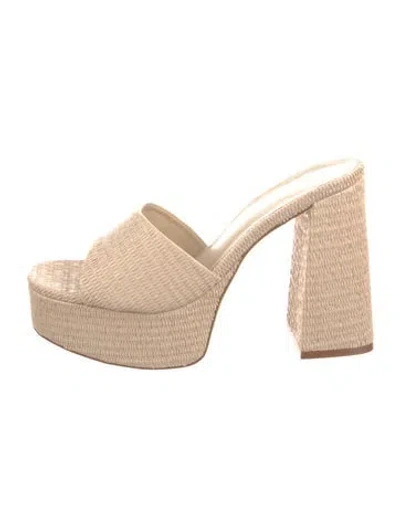 Pre-owned Larroude Raffia Slides In Neutrals