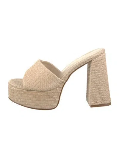 Pre-owned Larroude Raffia Slides In Neutrals