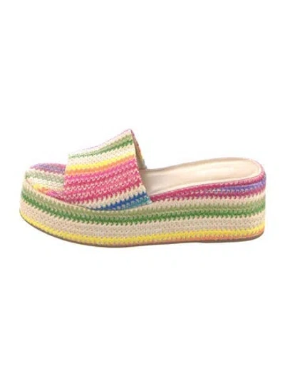 Pre-owned Larroude Raffia Striped Espadrilles In Neutral