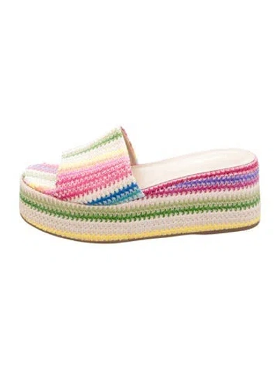 Pre-owned Larroude Raffia Striped Espadrilles In Neutral