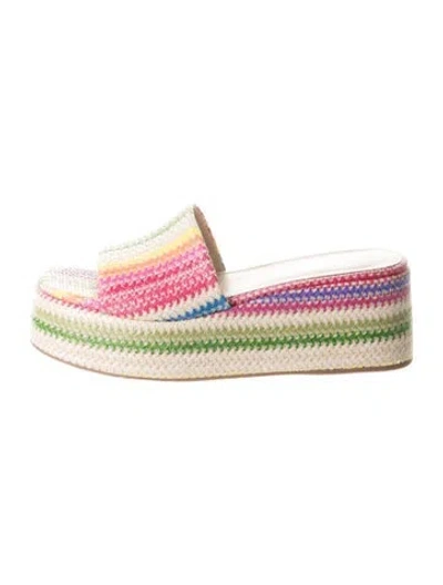 Pre-owned Larroude Raffia Striped Sandals In Neutral