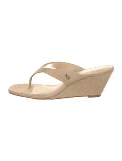Pre-owned Larroude Raffia Tweed Pattern Sandals W/ Tags In Neutral