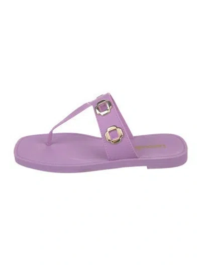 Pre-owned Larroude Rubber Chain-link Accents Slides In Purple
