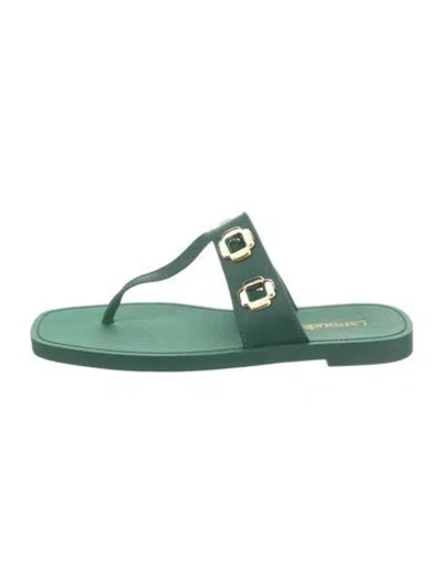 Pre-owned Larroude Rubber Cutout Accent Slides In Green