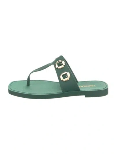 Pre-owned Larroude Rubber Cutout Accent Slides In Green