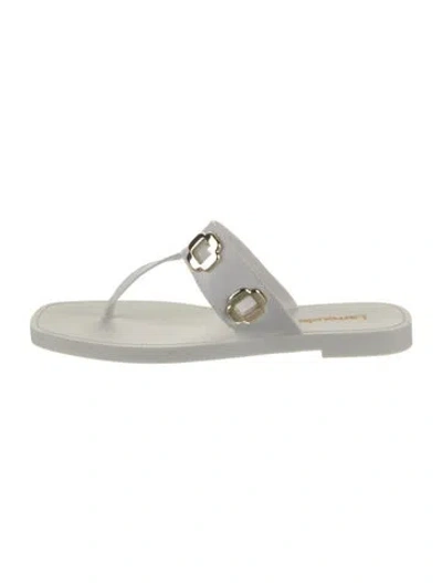 Pre-owned Larroude Rubber Cutout Accent Slides In White