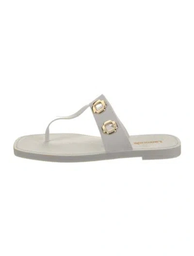 Pre-owned Larroude Rubber Cutout Accent Slides In White