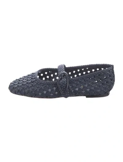 Pre-owned Larroude Rubber Mary Jane Flats In Blue