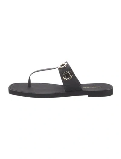 Pre-owned Larroude Rubber Slides In Black