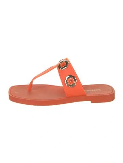 Pre-owned Larroude Rubber Slides In Orange