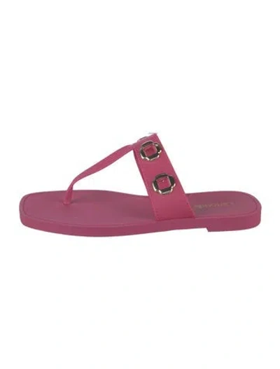 Pre-owned Larroude Rubber Slides In Pink