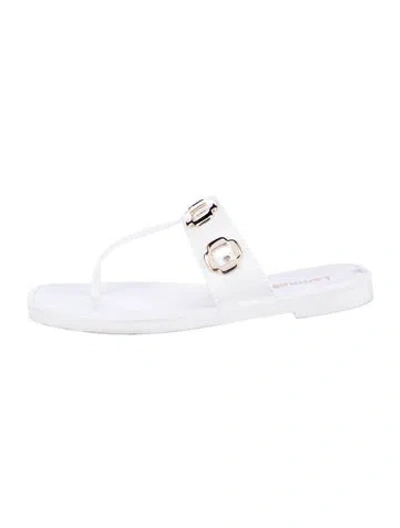 Pre-owned Larroude Rubber Slides In White