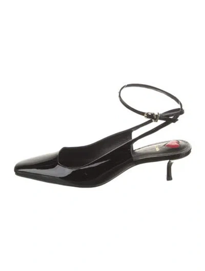 Pre-owned Larroude Rubber Slingback Pumps In Black