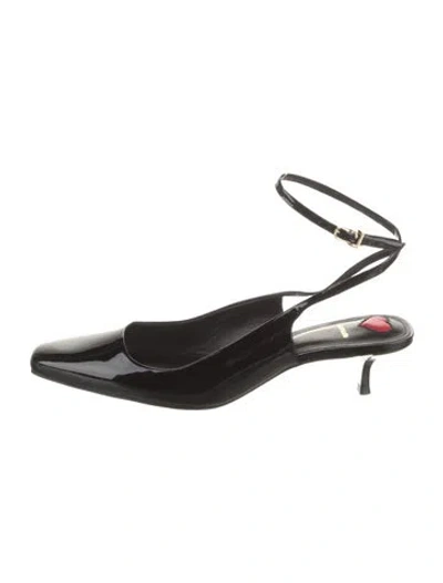 Pre-owned Larroude Rubber Slingback Pumps In Black