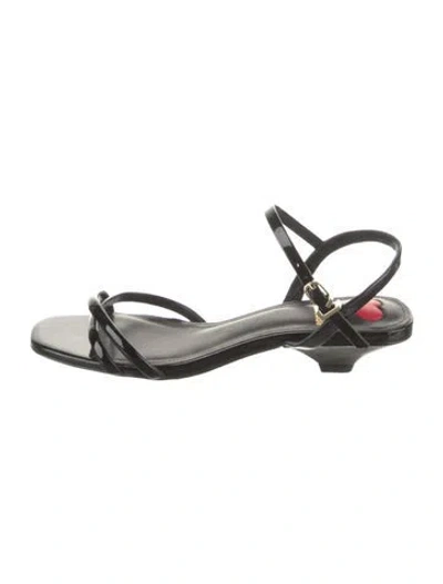 Pre-owned Larroude Rubber Slingback Sandals In Black