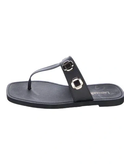 Pre-owned Larroude Rubber T-strap Sandals In Black
