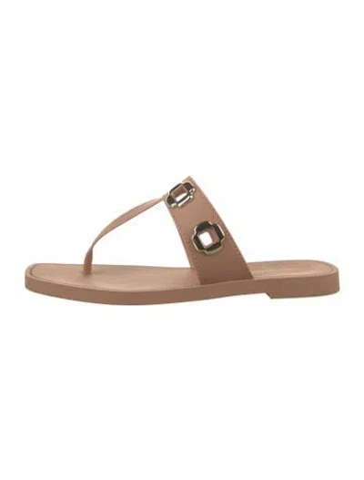 Pre-owned Larroude Rubber T-strap Sandals In Brown