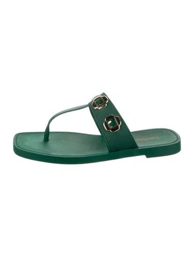 Pre-owned Larroude Rubber T-strap Sandals In Green