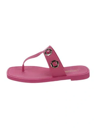 Pre-owned Larroude Rubber T-strap Sandals In Pink