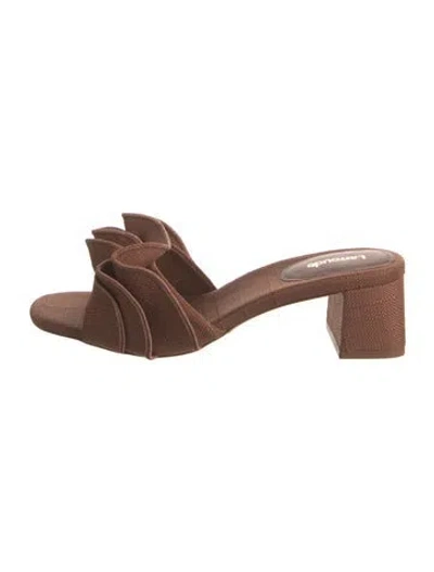 Pre-owned Larroude Ruffle Embellishment Sandals In Brown