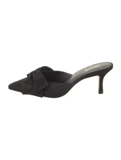 Pre-owned Larroude Satin Bow Accents Mules In Black