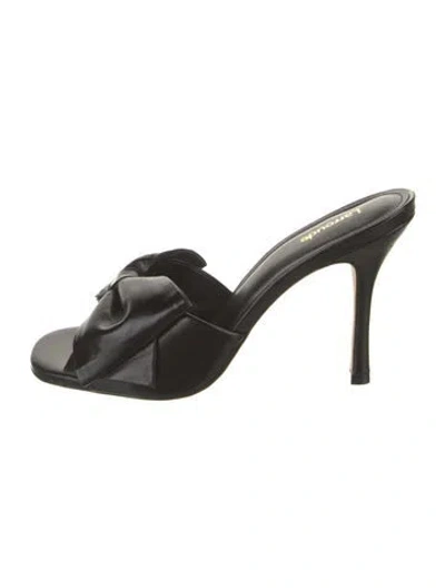 Pre-owned Larroude Satin Bow Accents Sandals In Black