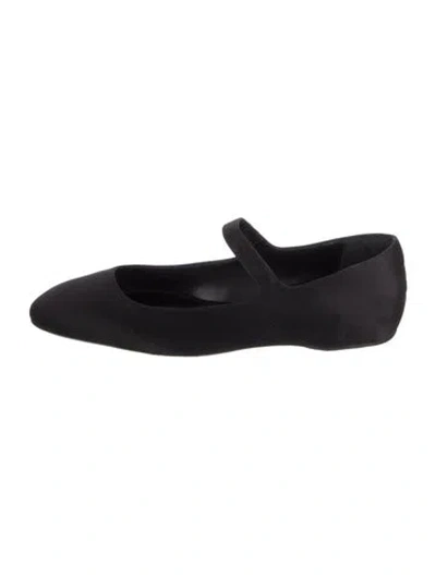 Pre-owned Larroude Satin Mary Jane Flats In Black