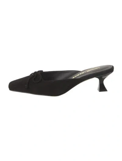 Pre-owned Larroude Satin Mules In Black