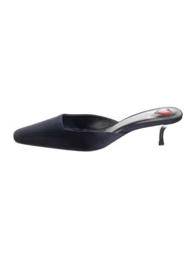 Pre-owned Larroude Satin Mules In Blue