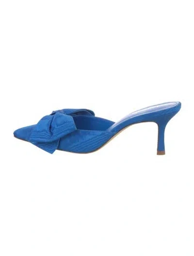 Pre-owned Larroude Satin Mules In Blue