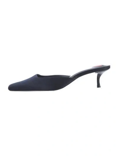 Pre-owned Larroude Satin Mules In Blue