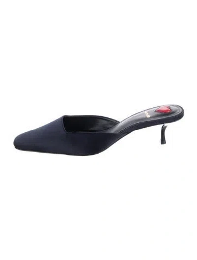 Pre-owned Larroude Satin Mules In Blue