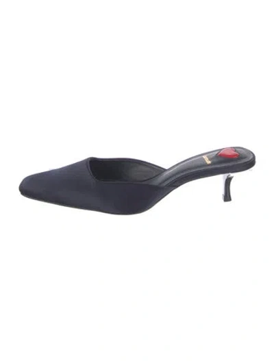 Pre-owned Larroude Satin Mules In Blue