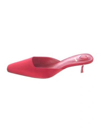 Pre-owned Larroude Satin Mules In Red