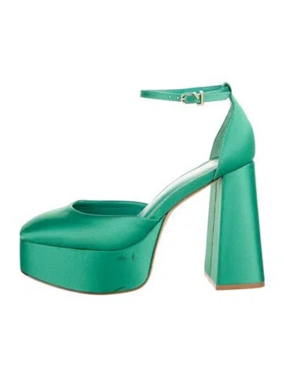 Pre-owned Larroude Satin Pumps In Green