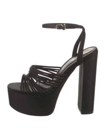 Pre-owned Larroude Satin Sandals In Black