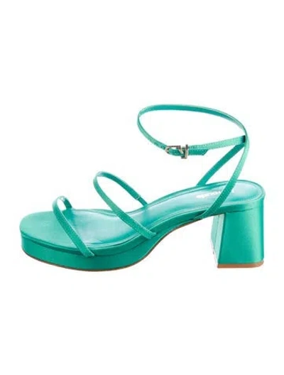 Pre-owned Larroude Satin Sandals In Green