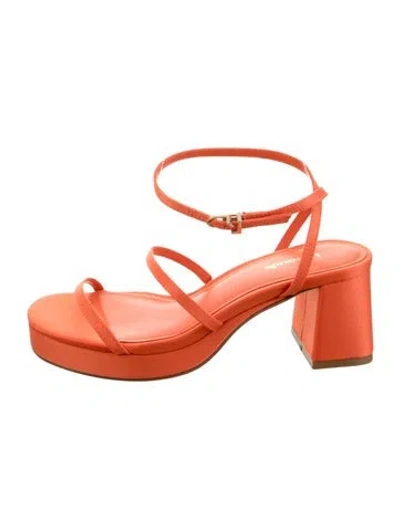 Pre-owned Larroude Satin Sandals In Orange