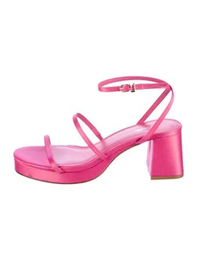 Pre-owned Larroude Satin Sandals In Pink