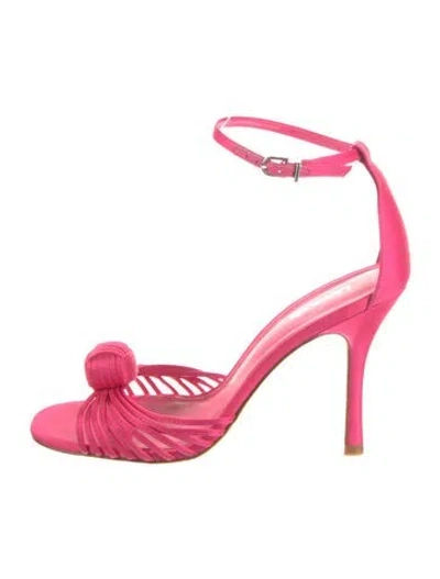 Pre-owned Larroude Satin Sandals In Pink