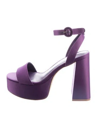 Pre-owned Larroude Satin Sandals W/ Tags In Purple