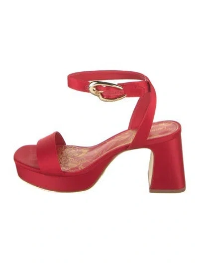 Pre-owned Larroude Satin Sandals W/ Tags In Red