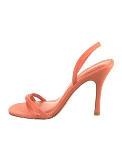 Pre-owned Larroude Satin Slingback Sandals In Orange