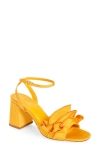 Larroude Selena Ruffle Ankle Strap Sandal In Yellow