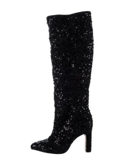 Pre-owned Larroude Sequins Patterned Boots In Black