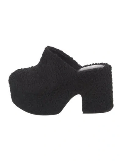 Pre-owned Larroude Shearling Mules In Black