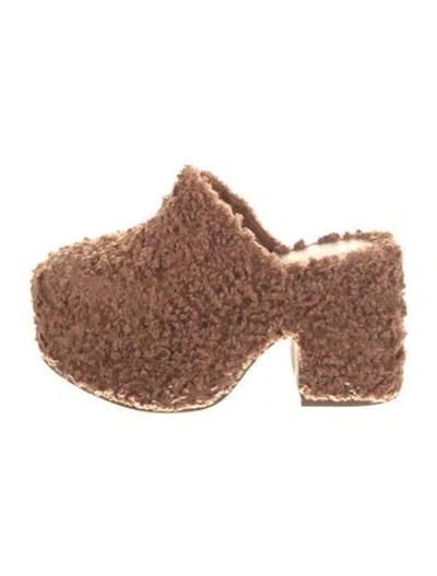 Pre-owned Larroude Shearling Mules In Brown