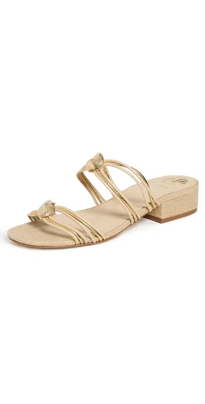 Larroude Shelly Flat Mules Gold